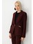 Kadın Omzu Vatkalı Düğme Aksesuarlı Ceket 5017 Bordo 2