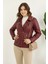 Polar Astarlı Yeni Sezon Kadın Deri Mont KS2565 Bordo - 38 1