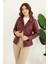Polar Astarlı Yeni Sezon Kadın Deri Mont KS2565 Bordo - 38 3