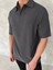Yakalı Patlı Kısa Kol T-Shirt - Antrasit 3