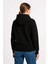 Kadın Üç Iplik Kapüşonlu Kanguru Cepli Sweatshirt Hoodie - Siyah 2