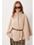 Kemerli Düğmeli Buklet Panço LMW0030 Bej 2