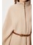 Kemerli Düğmeli Buklet Panço LMW0030 Bej 4