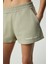 Carrol Kadın Nakış Işlemeli Beli Lastikli 3 Iplik Organik Pamuk Relaxed Gri Şort 4