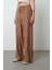 Kadın Önü Taş Işlemeli Düz Renk Beli Lastikli Bol Paça Pantolon 2