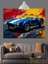 Parlak Mavi Spor Araba Dekoratif Kanvas - Mdf Ahşap Tablo 5