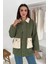 Körüklü Cep Detaylı Yağmur Gabardin Ceket Yeşil 1