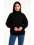 Kadın Üç Iplik Dık Yaka Yarım Fermuarlı Sweatshirt - Siyah 5