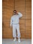 Erkek Premium Parçalı Eşofman Takım - Dik Yaka Fermuarlı Biyeli Sweatshirt Lastik Paça Alt, Oversize 3 Iplik Şardonlu - Gri 5