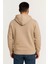 Erkek Üç Iplik Kapüşonlu Tam Fermuarlı Kanguru Çepli Sweatshirt Hoodie - Bej 2