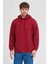 Erkek Bordo Standart Fit Normal Kesim Içi Polarlı 3 Iplik Kapüşonlu Pamuklu Sweatshirt 2