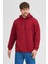 Erkek Bordo Standart Fit Normal Kesim Içi Polarlı 3 Iplik Kapüşonlu Pamuklu Sweatshirt 3