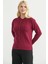Düğmeli Sıfır Yaka Triko Hırka - Bordo 4