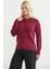 Düğmeli Sıfır Yaka Triko Hırka - Bordo 5