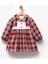 CV-7289 Kız Çocuk Peter Pan Yaka, Düğme ve Plise Detaylı Ön Tasarımlı Vintage Ekose Elbise 1