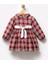 CV-7289 Kız Çocuk Peter Pan Yaka, Düğme ve Plise Detaylı Ön Tasarımlı Vintage Ekose Elbise 2