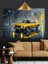 Sarı Vintage Araba Çamurlu Yol Dekoratif Kanvas - Mdf Ahşap Tablo 5