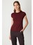 Kadın Sıfır Yaka Ay Kol Basic Bluz 61302 Bordo 1