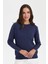 Kadın Sıfır Yaka Önü Kısa Arkası Uzun Bluz 23331 Indigo 1