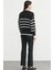Oversize Çizgi Detaylı Triko Kazak - Siyah 5