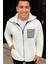 Erkek Polar Fermuarlı Sweatshirt – Kapüşonsuz, Cepli, Yumuşak Dokulu, Oversize Rahat Kalıp, Kışlık Sıcak Tutan Fermuarlı Üst - Beyaz 1