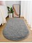 Gri Oval Post Halı Peluş Yumuşak Kaymaz Dot Taban Antibakteriyel Makinada Yıkanabilir Yolluk 2