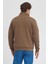 Unisex Regular Fit Rahat Kesim Pamuklu Içi Polarlı Yarım Fermuarlı Kahverengi Dik Yaka Sweatshirt 5