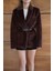 Suni Kürk Uzun Kollu Astarlı Blazer Ceket Kışlık Şık Kadın Peluş Ceket 9