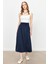 Büzgü Detay Yüksek Bel Uzun Etek-Lacı 2