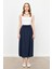 Büzgü Detay Yüksek Bel Uzun Etek-Lacı 5