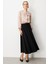 Parça Detaylı Kloş Etek-Siyah 4