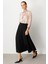 Parça Detaylı Kloş Etek-Siyah 5