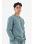 Erkek Açık Mavi Sweatshirt Bisiklet Yaka Rahat Kalıp 3 Iplik Şardonlu Nakışlı 2