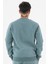 Erkek Açık Mavi Sweatshirt Bisiklet Yaka Rahat Kalıp 3 Iplik Şardonlu Nakışlı 6