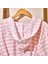 Soft Kapüşonlu Çizgili Kadın Bornoz - Beyaz / Pembe - L / Xl 3