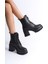 Lauren Bağcıklı Fermuarlı Ortopedik Taban Topuklu Kadın Bot Cst - Siyah 2