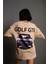 Kadın Oversize Baskılı Tişört – Golf Gtı Retro Araba Desenli, Ön & Arka Dijital Baskı, Sokak Modası Stil - Bej 1