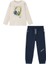 4-10 Yaş Arası Baskılı Ikili Takım - Bej-Lacivert 1