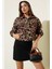 Leopar Desenli Astarlı Ceket Siyah T1192 5