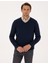 Erkek Açık Lacivert Slim Fit V Yaka Basic Triko Kazak 50314190-VR059 1