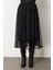 Kadın Kadife Desenli Tül Etek 2401 Siyah 3