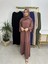 Iki Kat Büzgülü Elbise ve Şallı Takım .hijap ,abaya (Hac ve Umre Için Uygundur) Gül 2