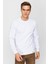 Erkek Beyaz Bisiklet Yaka Sweatshirt 4