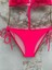 Kadın Fuşya Likralı Yandan Boyundan Bağlamalı Şık Ipli Üçgen Bikini Takım 4
