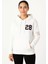 Kadın Üç Iplik Kapüşonlu Ön ve Arka Baskılı Sweatshirt Hoodie - Beyaz 1