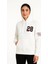 Kadın Üç Iplik Kapüşonlu Ön ve Arka Baskılı Sweatshirt Hoodie - Beyaz 4