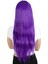 Uzun Kahküllü Fiber Sentetik Peruk - Mor 4