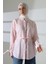 Kadın Modal Dokuma Kumaş Pembe Tesettür Gömlek 5
