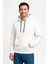 Erkek Üç Iplik Kapüşonlu Kanguru Cepli Sweatshirt Hoodie - Beyaz 5