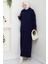 Kapüşonlu Tunik Elbise Triko Takım 1645 - Lacivert 1